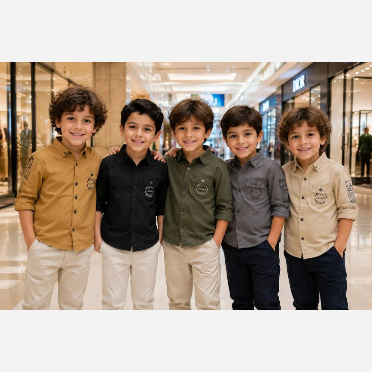 پیراهن کتان اسپرت پسرانه رنگ سبز مدل ترک