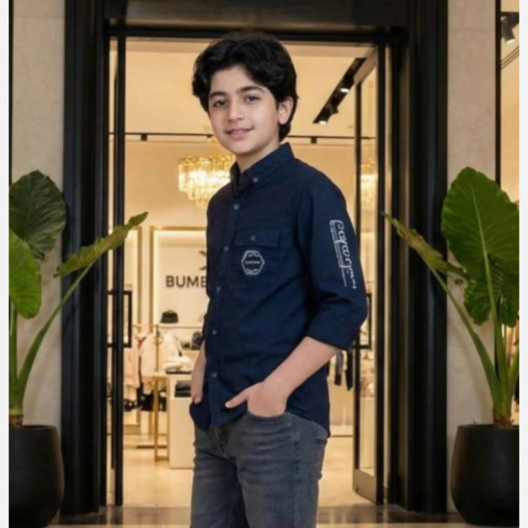 پیراهن کتان پسرانه اسپرت رنگ سرمه ای