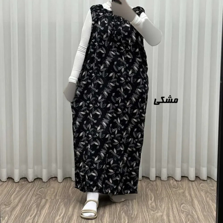 پیراهن ساحلی زنانه نخی آستین حلقه ای فری سایز مناسب تا سایز 52