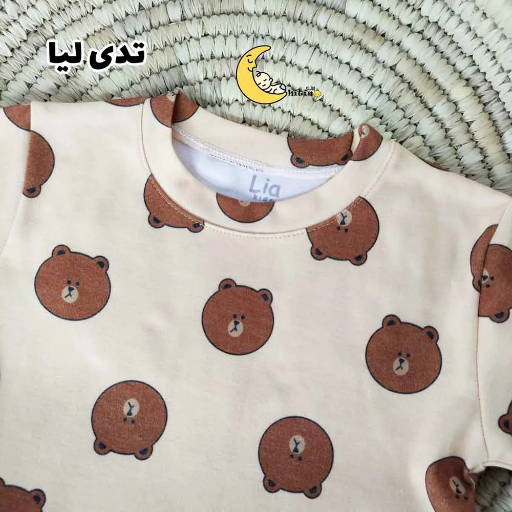 ست تیشرت و شلوار راحتی بچه گانه نخ پنبه آستین کوتاه