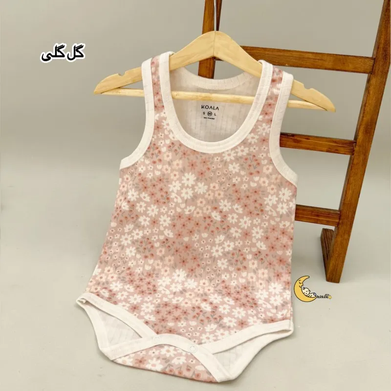 بادی رکابی زیردکمه نوزاد و کودک کوالا کیدز جنس نخ پنبه کبریتی