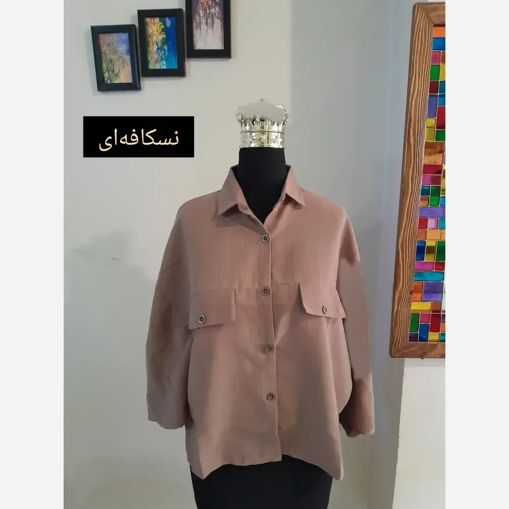 مانتو پانچ اسپرت دانشجویی دو جیب پارچه لینن سایز بزرگ