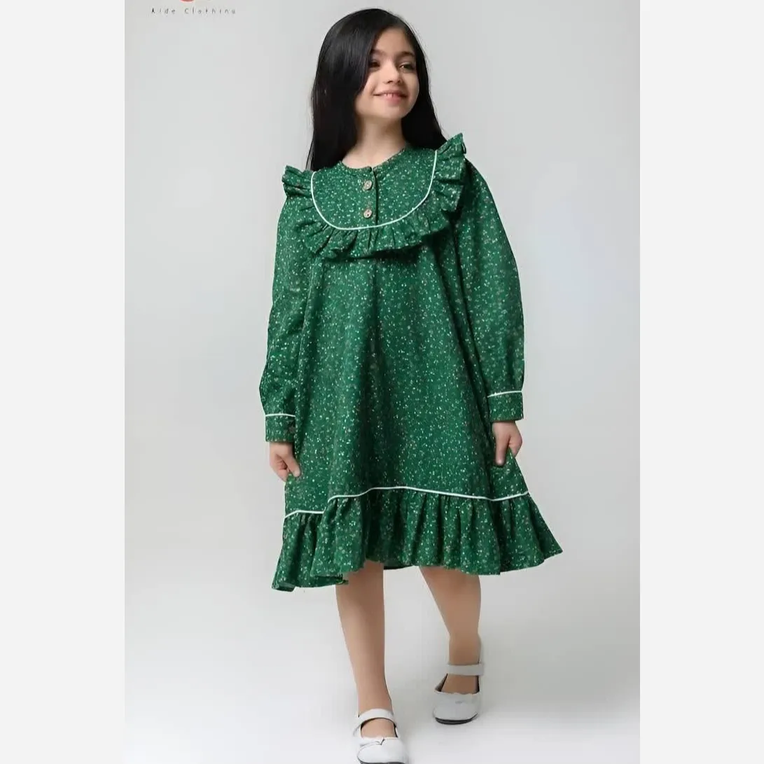 پیراهن کتان تافته دخترانه در 4 سایز مختلف