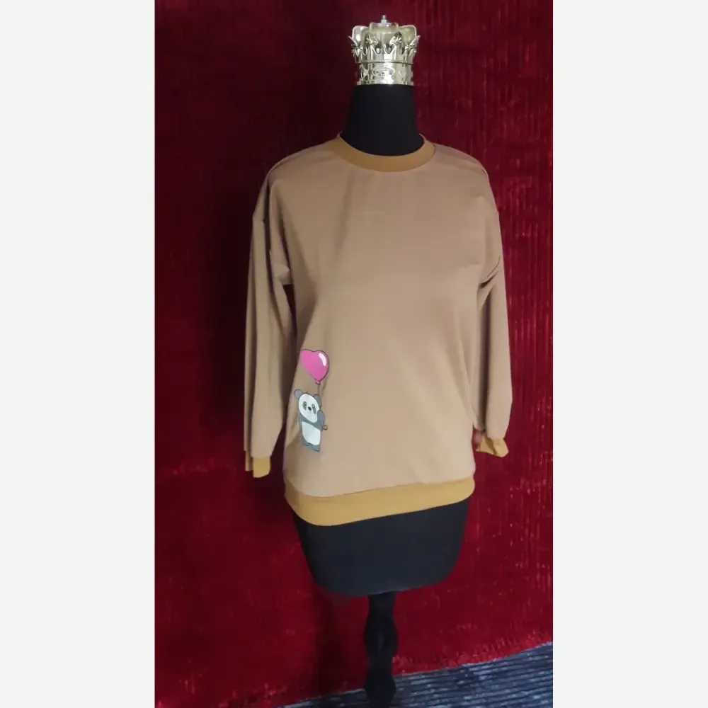 بلوز زنانه نخ پنبه طرح پاندا سایز بزرگ