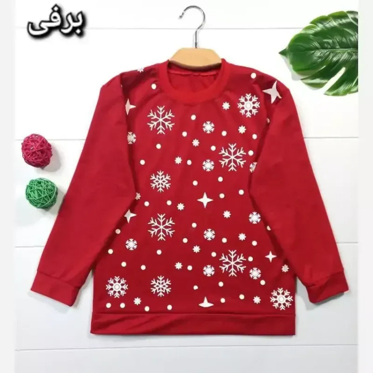 بلوز زنانه یقه گرد قرمز جنس پنبه پلی استر مناسب سایز 38 تا 44