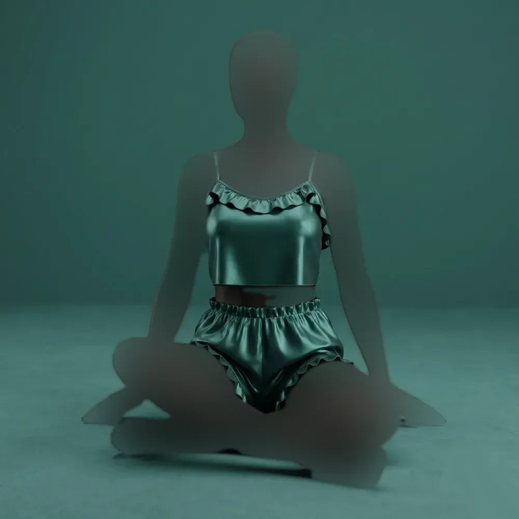 تاپ شورتک زنانه ساتن چین دار بند قابل تنظیم
