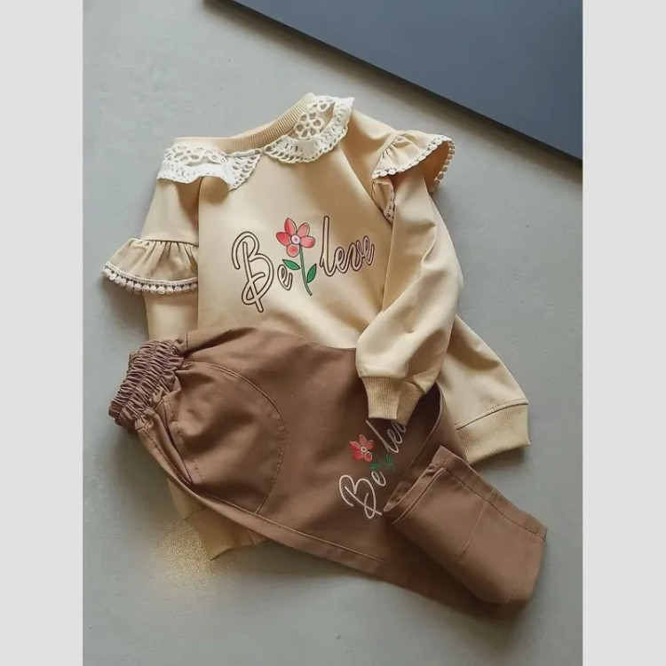 ست بلوز دورس پنبه و شلوار کتان دخترانه سایز 40 تا 60