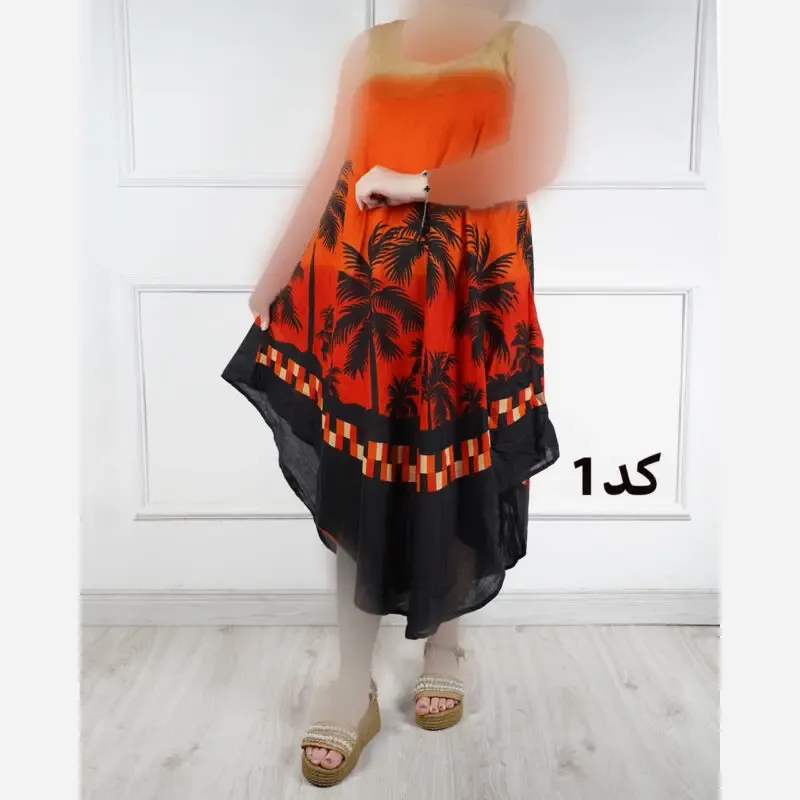 سارافون نخی هندی وارداتی تابستانه فری سایز مدل نخل