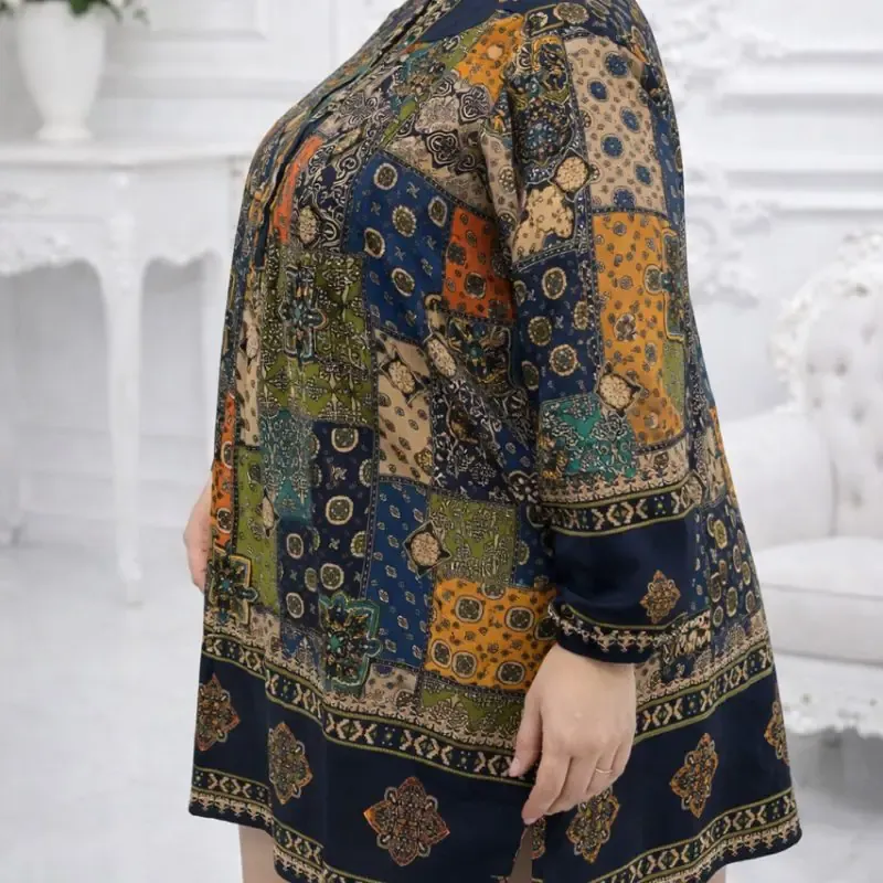 تونیک بیگ سایز زنانه طرح چهل تیکه ن نخ اندونزی خنک سایز بزرگ