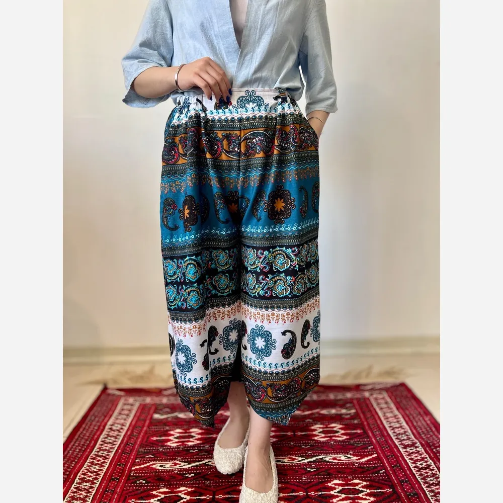 شلوار نخ طرح اندونزی خنک تابستانه فری سایز
