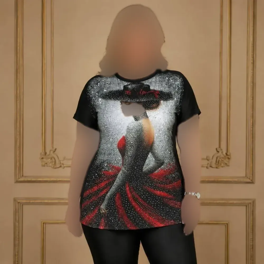 تیشرت طرح دار زنانه جنس فلامنت درجه یک فری سایز طرح پرنسس