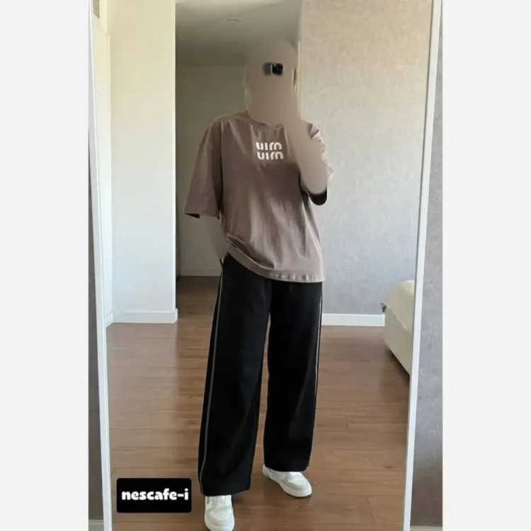 ست تیشرت لانگ و شلوار بگ زنانه طرح میو میو جنس پنبه سوپر و گلکسی سایز 38 تا 50