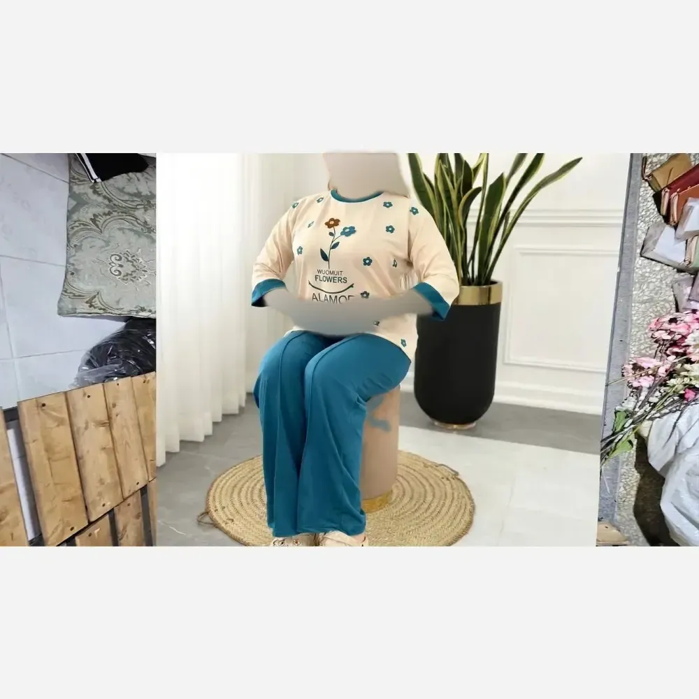 ست دورس زنانه طرح گل رنگی پنبه اعلا فری سایز