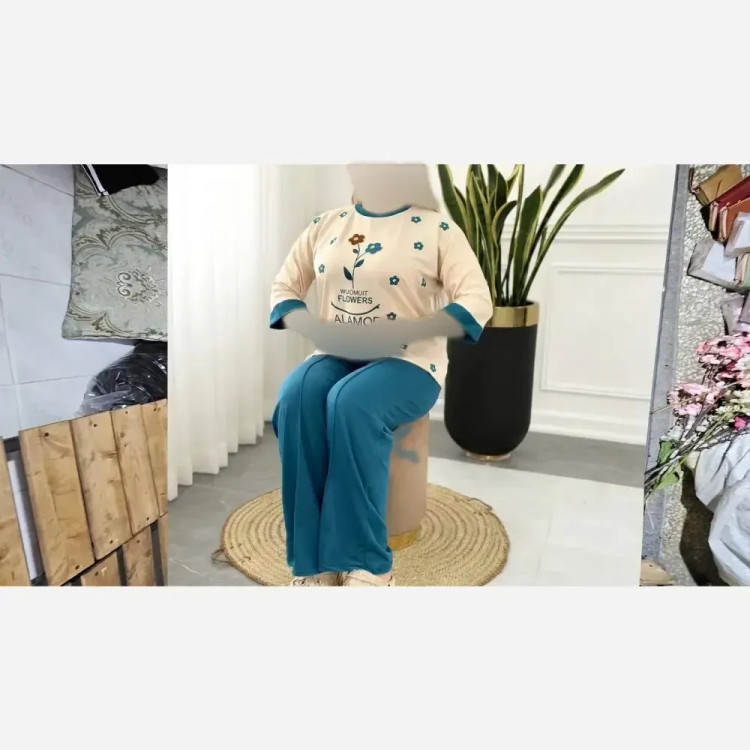 ست دورس زنانه طرح گل رنگی پنبه اعلا فری سایز