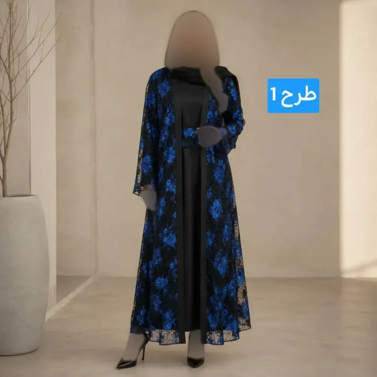 ست دو تیکه زنانه طرح ثریا سارافون صوفیا و رویه دانتل سایز فری 38 تا 48