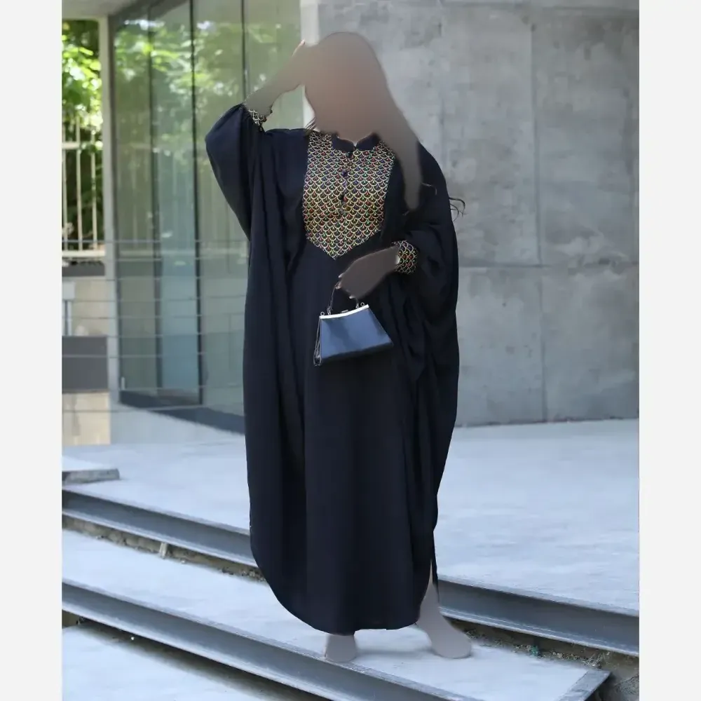 عبا زنانه طرح شیدا جنس ابروبادی و خرجکار تافته هندی سایز فری سایز رنگی