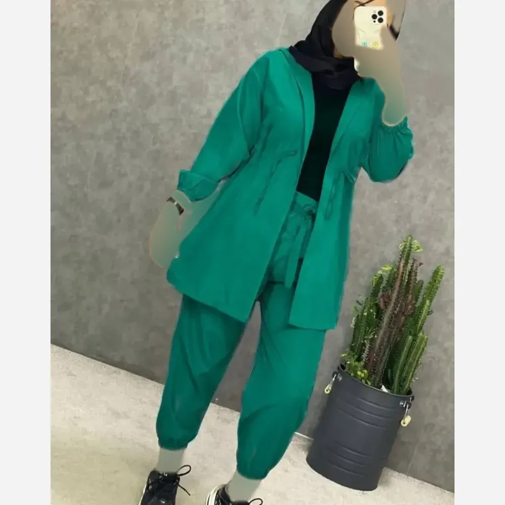 ست هودی و شلوار زنانه میکرو کجراه پاییزه فری سایز رنگ بندی