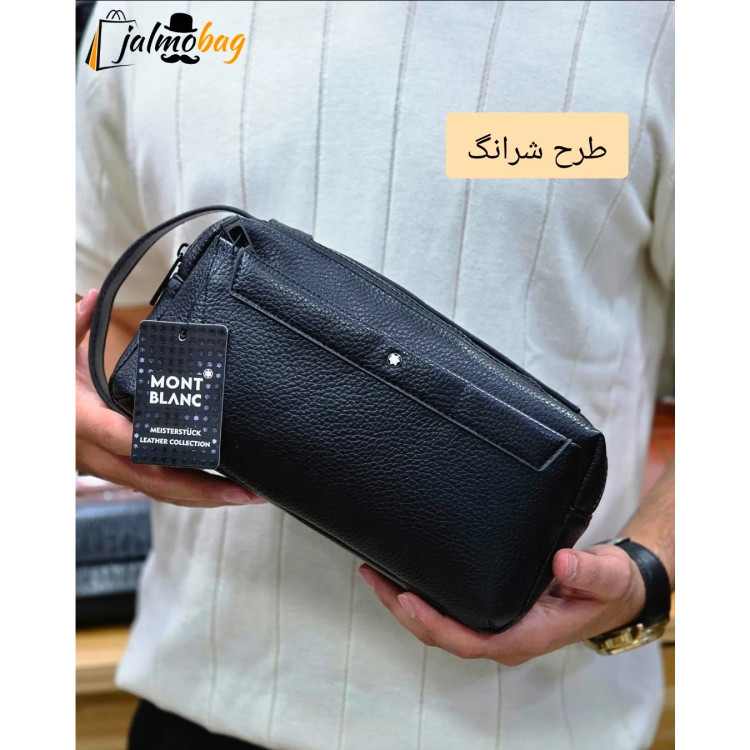 کیف دستی دوحالته چرم وارداتی مونت بلانک مدل دبل فیس 4 زیپ