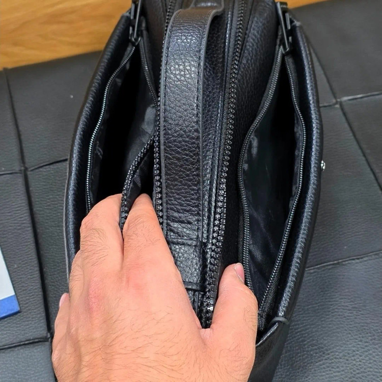 کیف دستی دوحالته چرم وارداتی مونت بلانک مدل دبل فیس 4 زیپ