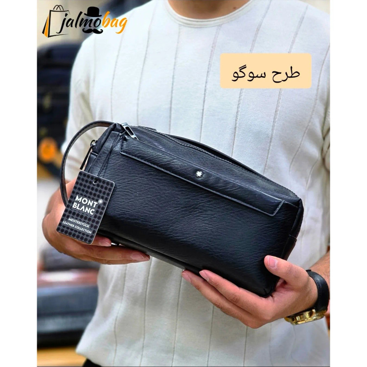 کیف دستی دوحالته چرم وارداتی مونت بلانک مدل دبل فیس 4 زیپ