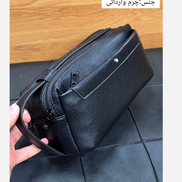 کیف دستی دوحالته چرم وارداتی مونت بلانک مدل دبل فیس 4 زیپ