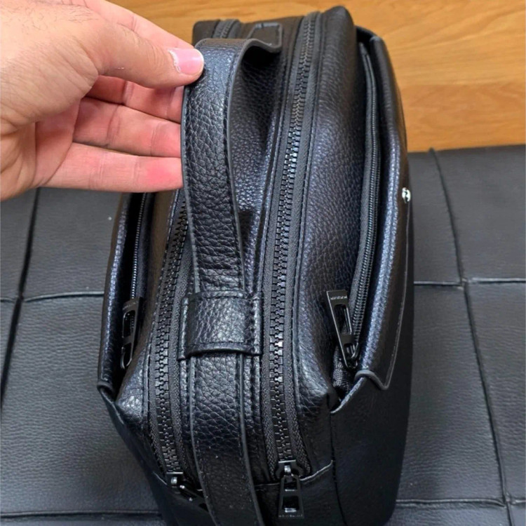 کیف دستی دوحالته چرم وارداتی مونت بلانک مدل دبل فیس 4 زیپ