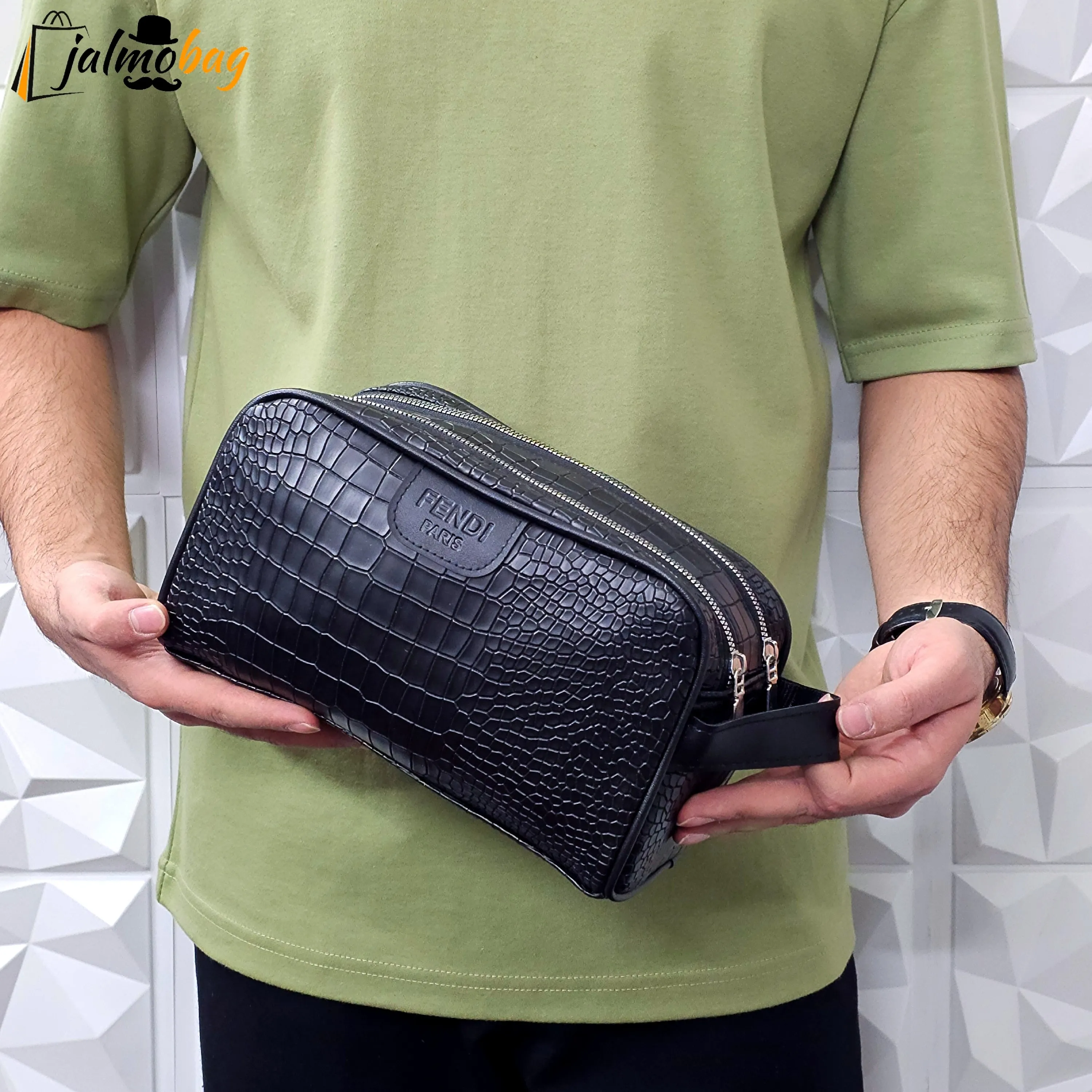 کیف دستی مردانه چرم صنعتی دو خانه مدل شوزبگ