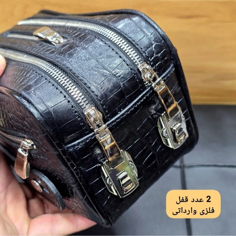 کیف دستی چرم طبیعی چرم ظفر دو خانه 21 سانتی متری