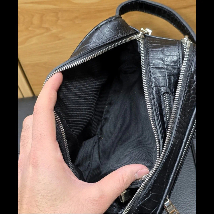 کیف دستی چرم طبیعی چرم ظفر دو خانه 21 سانتی متری