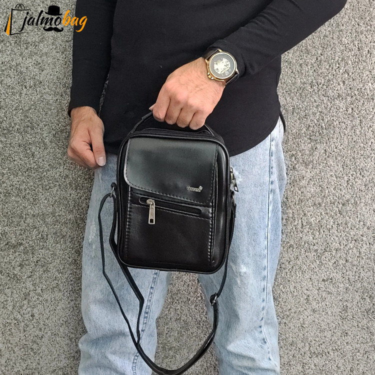 کیف دوشی چرمی اسپرت بزرگ چرم صنعتی مشکی خردلی قهوهای تیره