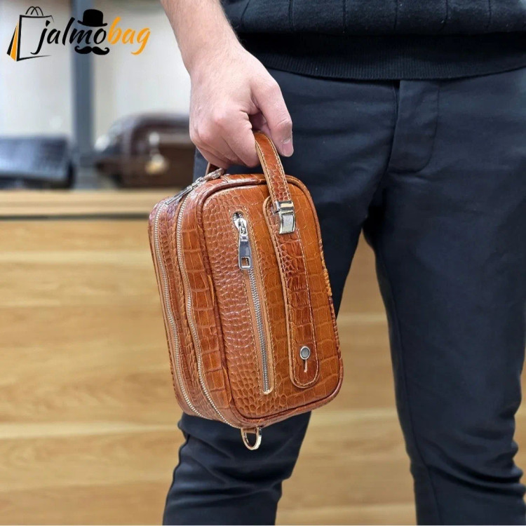 کیف دستی و دوشی چرم طبیعی گاوی دو خانه مدل شوزبگ