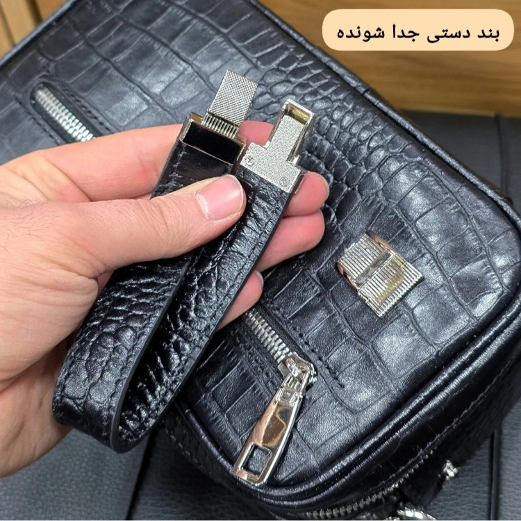 کیف دستی و دوشی چرم طبیعی گاوی دو خانه مدل شوزبگ