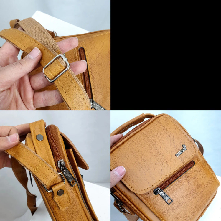کیف دوشی چرمی اسپرت بزرگ چرم صنعتی مشکی خردلی قهوهای تیره