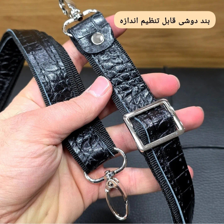 کیف دستی و دوشی چرم طبیعی گاوی دو خانه مدل شوزبگ