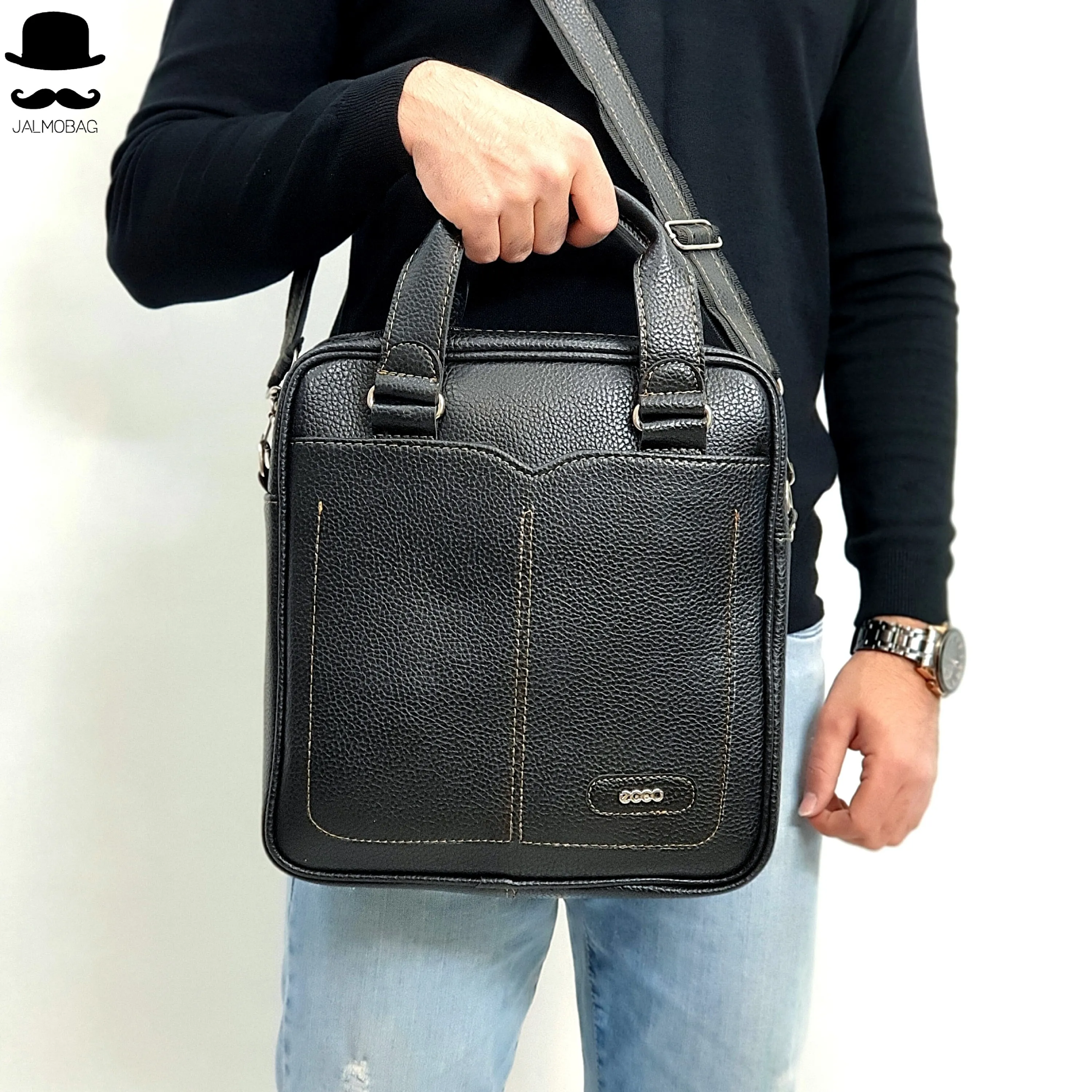کیف اداری لپتاپی چرمی ایستاده دوشی و دستی با جای لپتاپ و ضربه گیر