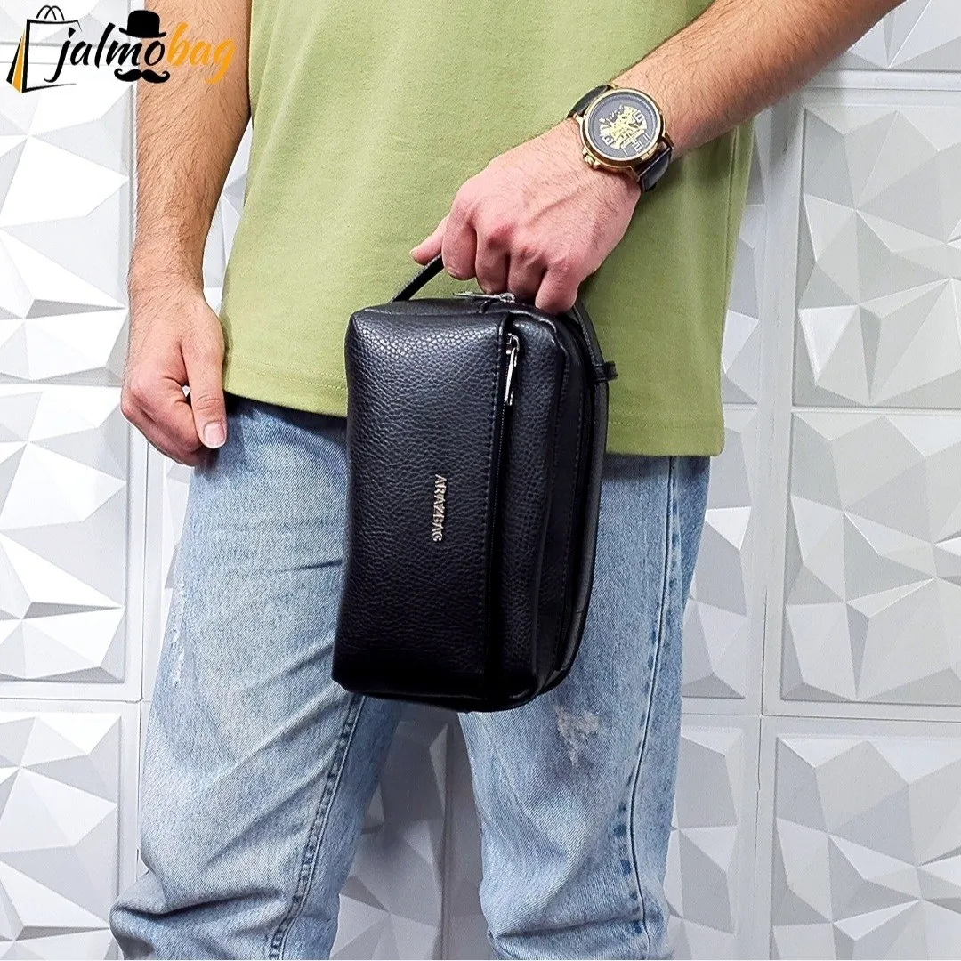 کیف دستی مردانه چرم صنعتی ضد خش شوزبگ دو خانه