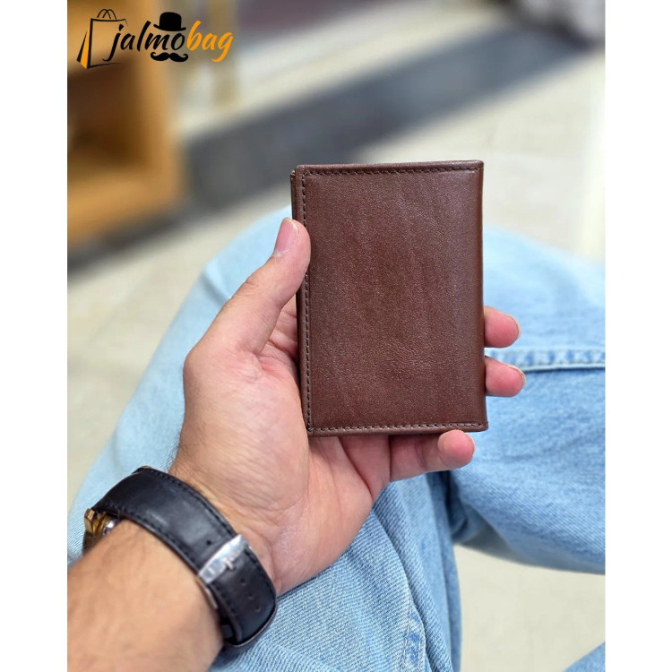 جاکارتی چرم طبیعی گاوی مدل برگی چهار جای کارت