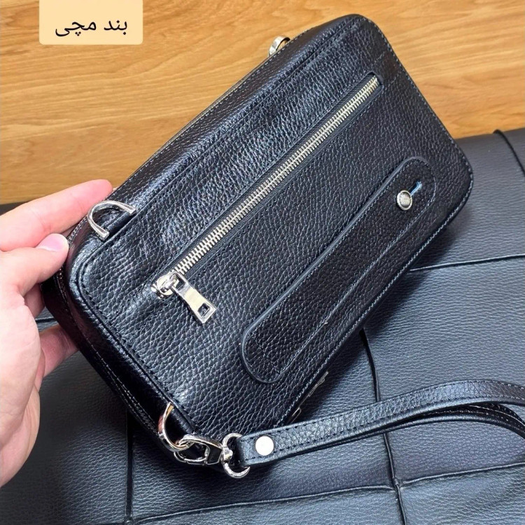 کیف پاسپورتی دستی و دوشی چرم طبیعی ظفر با قفل رمزدار و جای کارت