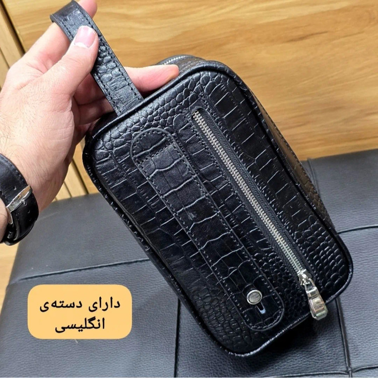 کیف دستی چرم طبیعی چرم ظفر دو خانه با جاکارتی و رمزدار