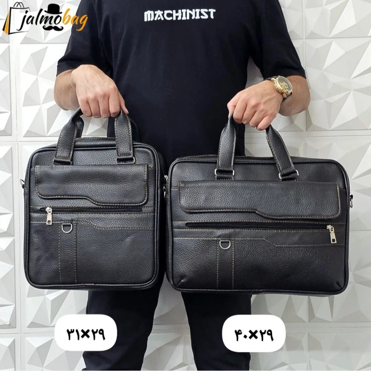 کیف اداری لپتاپی چرمی حلقه دار دو خانه دستی و دوشی