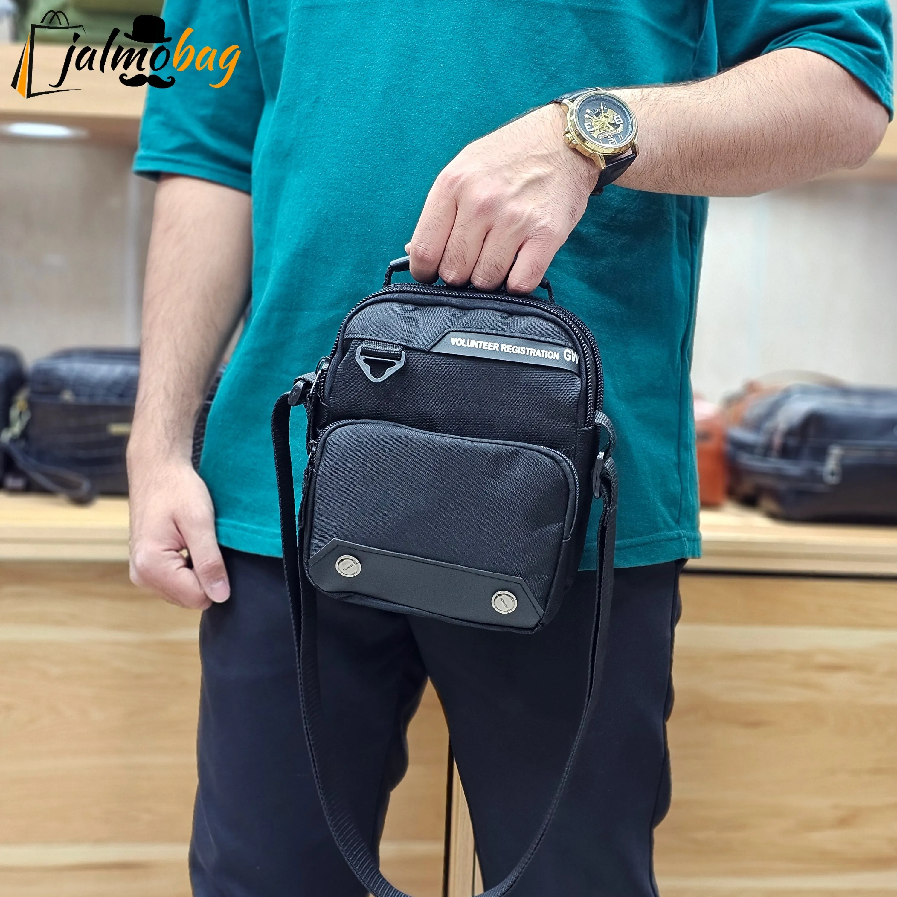 کیف دوشی دستی مردانه برزنتی اعلاء دو خانه ضخیم