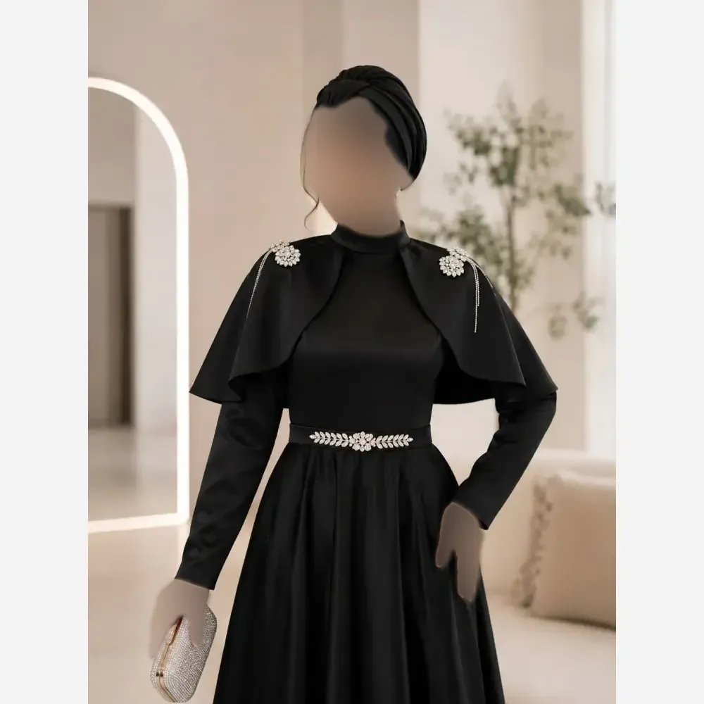 عبای مدل فرشته جنس مازاراتی اعلا مشکی رنگ سایز 1 تا 3 خرجکار سنگی