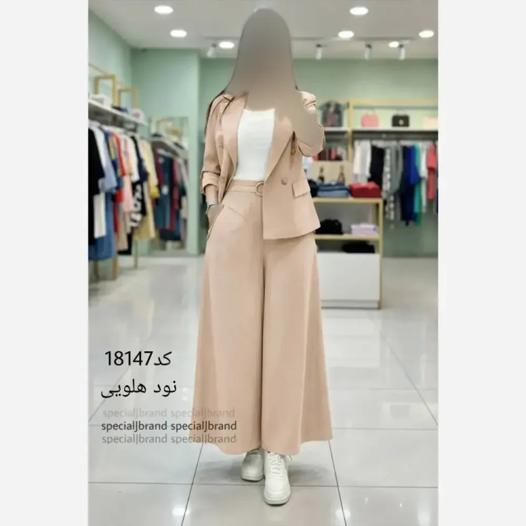 ست کت و دامن شلواری لینن سارا