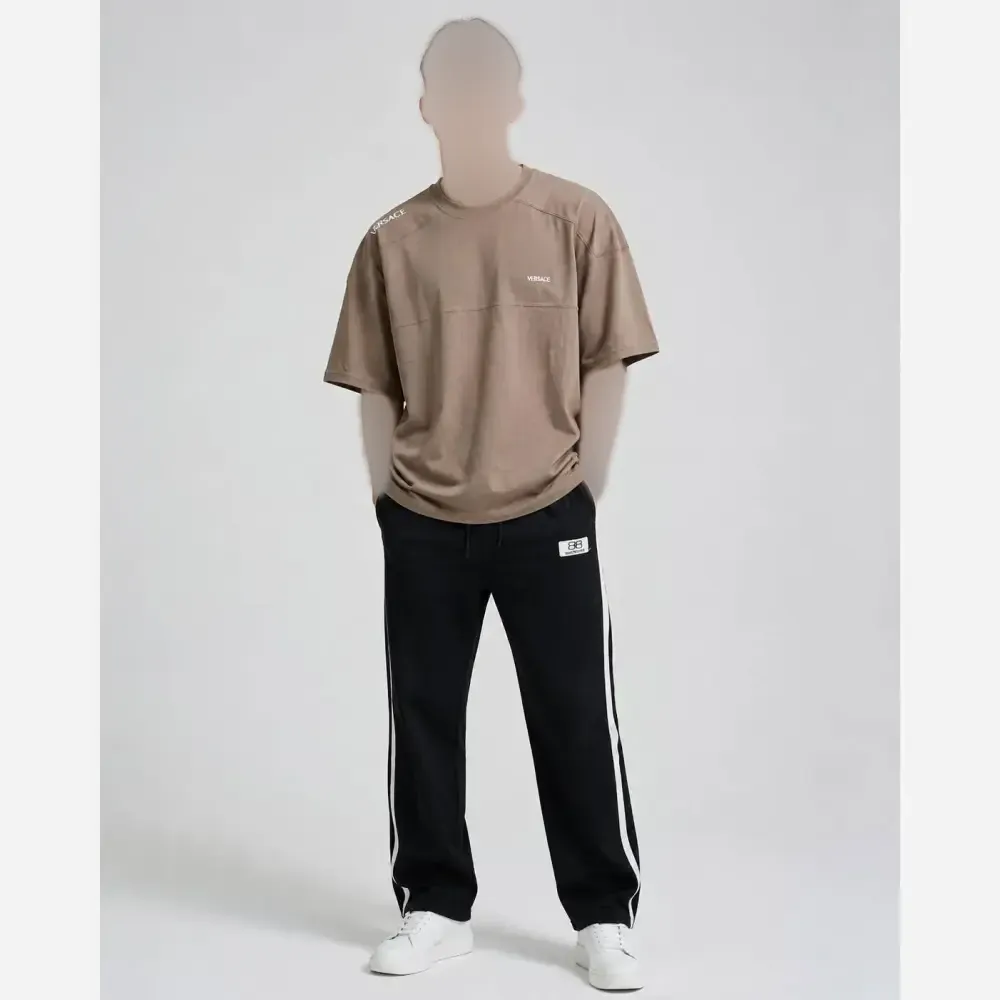ست تیشرت و شلوار مردانه ورساچ پنبه ماکان نخ اعلا رنگ مشکی کرمی غازی سایز 2XL و 3XL