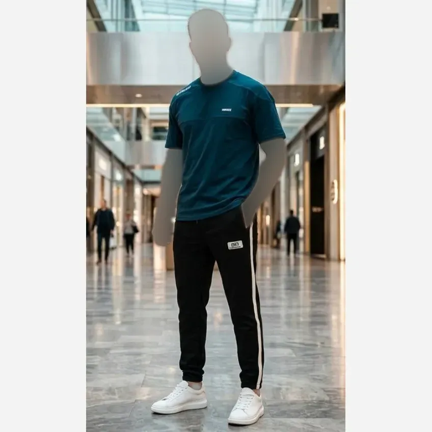 ست تیشرت و شلوار مردانه ورساچ پنبه ماکان نخ اعلا رنگ مشکی کرمی غازی سایز 2XL و 3XL