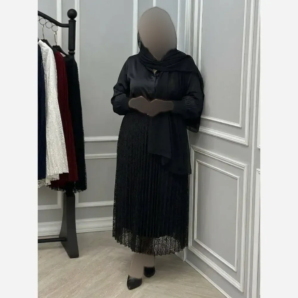 ست سارافون و کت گیپور استردار مشکی فری سایز