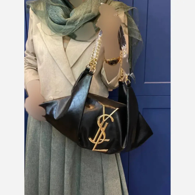 کیف یاشیل چرم طلایی و نقره ای سایز آزاد