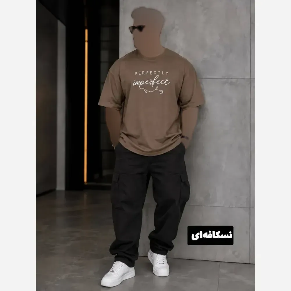 تیشرت قواره دار آرمان جنس پنبه درجه یک سایز فری 3ایکس و 4ایکس رنگ سبز قهوهای نسکافهای کرم
