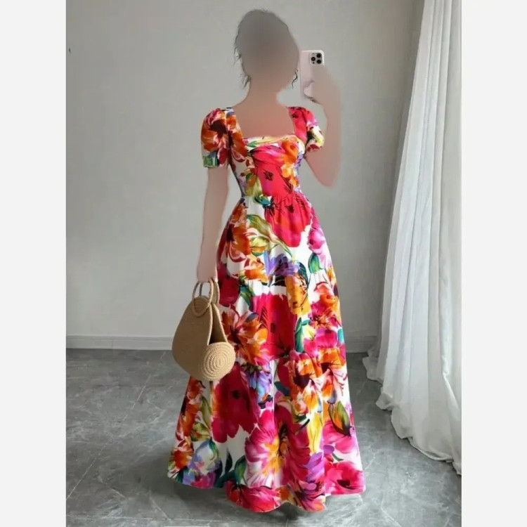 ماکسی مجلسی عروسکی باربی کرپ حریر فری سایز 40 تا 44