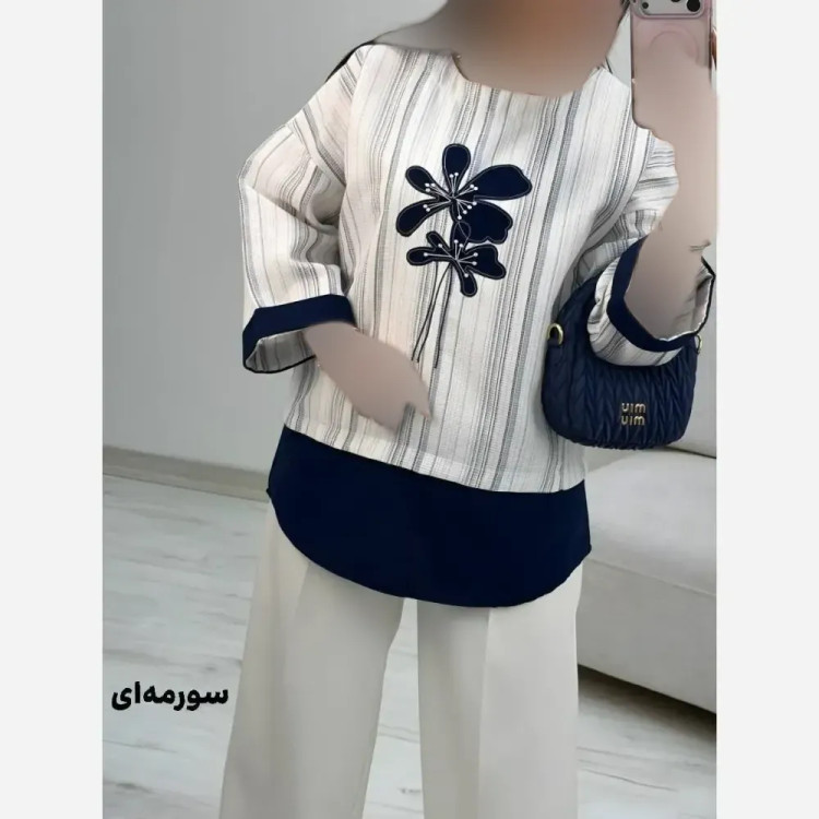 شومیز گلدوزی پرنسا جنس لنین بیسکویتی فری سایز
